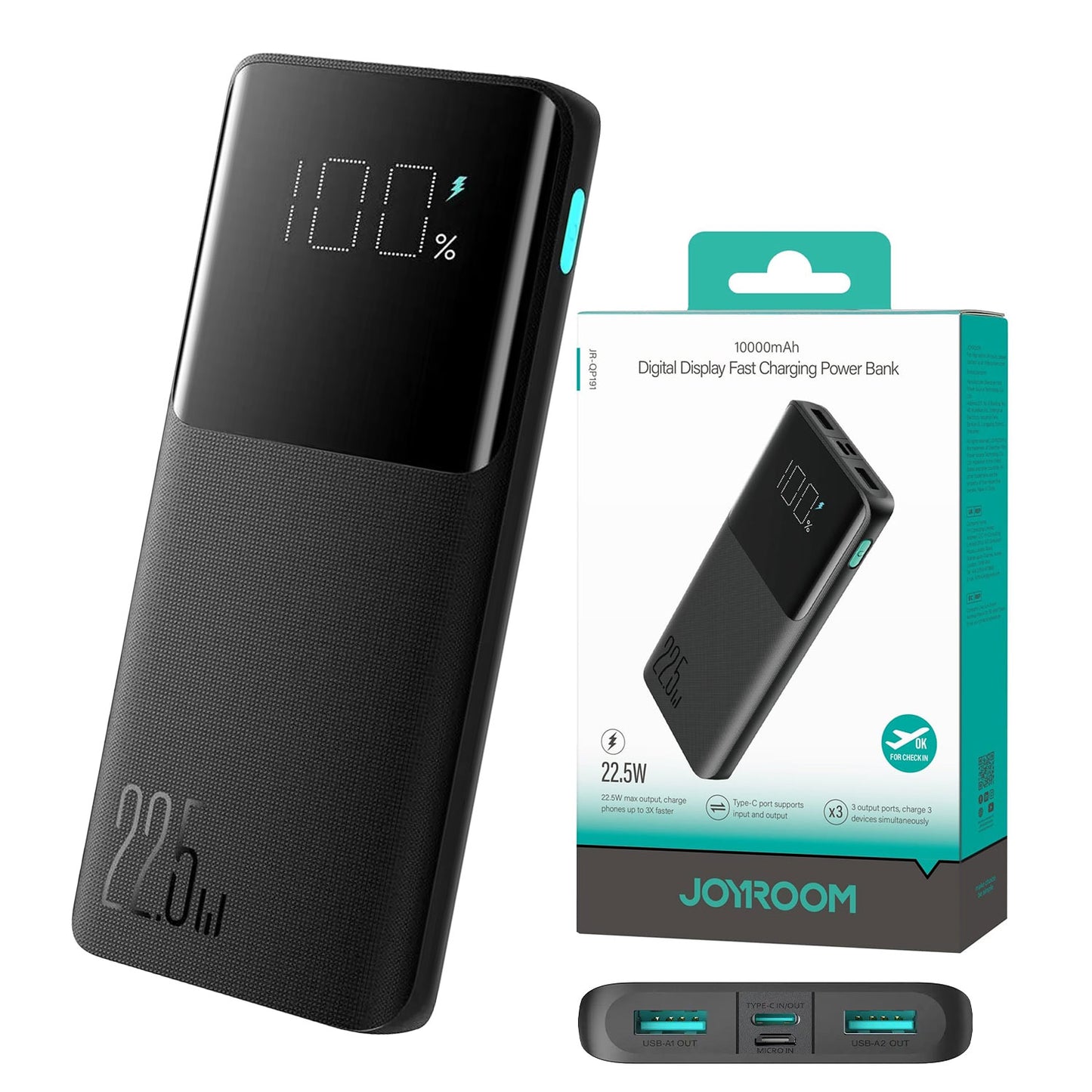 JR QP191 Joyroom Jr-Qp191 10000mah 22.5w Ultra-Fast Charging Power Bank 2-Input 2-Output JR QP191 QP 191