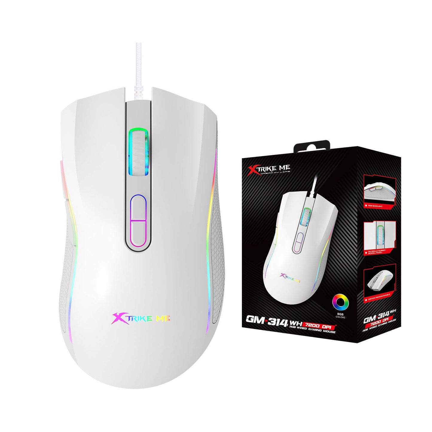 XTRIKE ME GM-314 BK WIRED GAMING MOUSE WHITE.