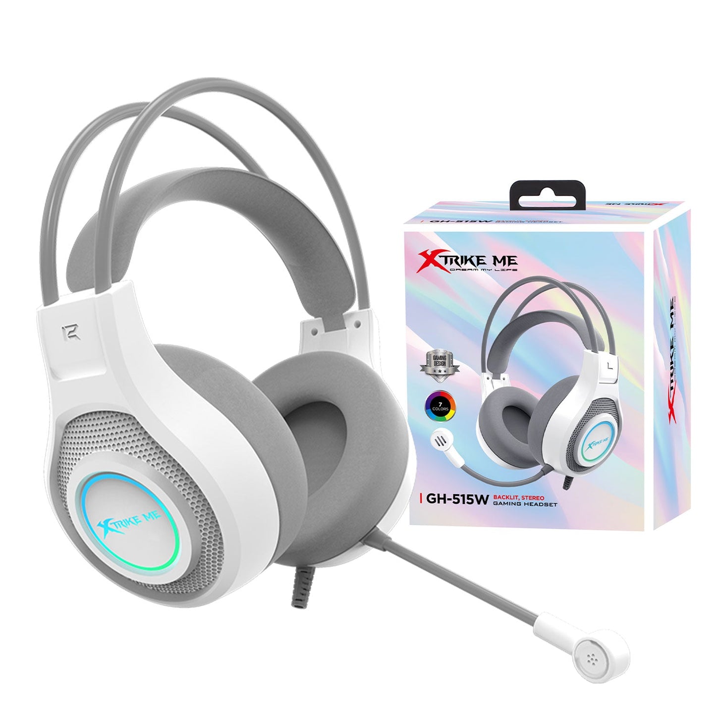 XTRIKE ME GH-515W WIRED RGB GAMING HEADSET WITH STATIC LIGHTING EFFECTS.