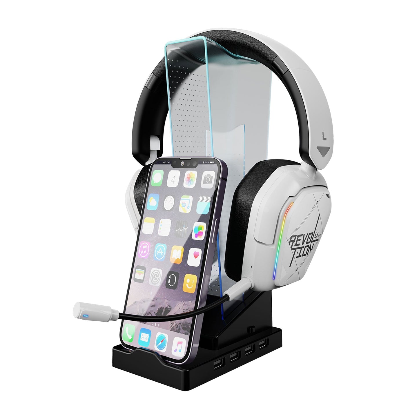 XTRIKE ME HT-09 HEADSET & PHONE STAND WITH 4 USB PORT AND LED LIGHT.