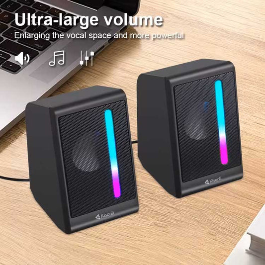 KISONLI X16 MINI USB 2.0 PORTABLE SPEAKER FOR LAPTOP PC WITH RGB LIGHT.