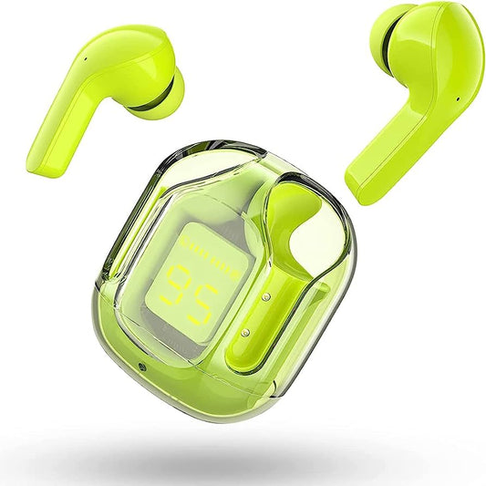 AIR 31 TWS ORIGINAL WITH BIG PACKING TRANSPARENT EARBUDS BLUETOOTH 5.3V Green.