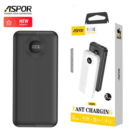 A320 Aspor A320 Power Bank With Display 22.5W PD + QC 3.0 10000 mah.