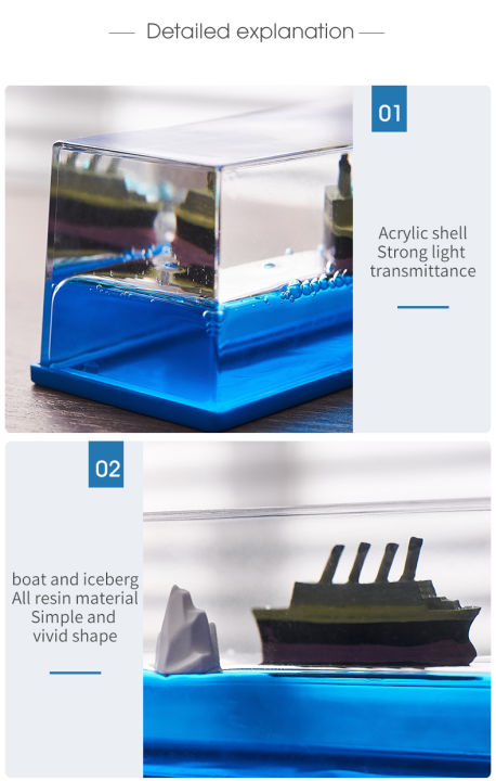 Cruise Ship Fluid Drift Bottle With Unsinkable Boat in a Box For Cars, Home And Office