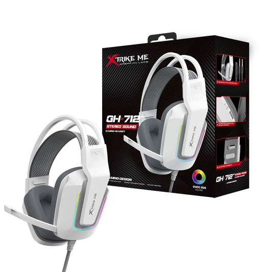 XTRIKE ME GH712 RGB GAMING HEADSET WITH NOISE REDUCTION MICROPHONE WHITE.