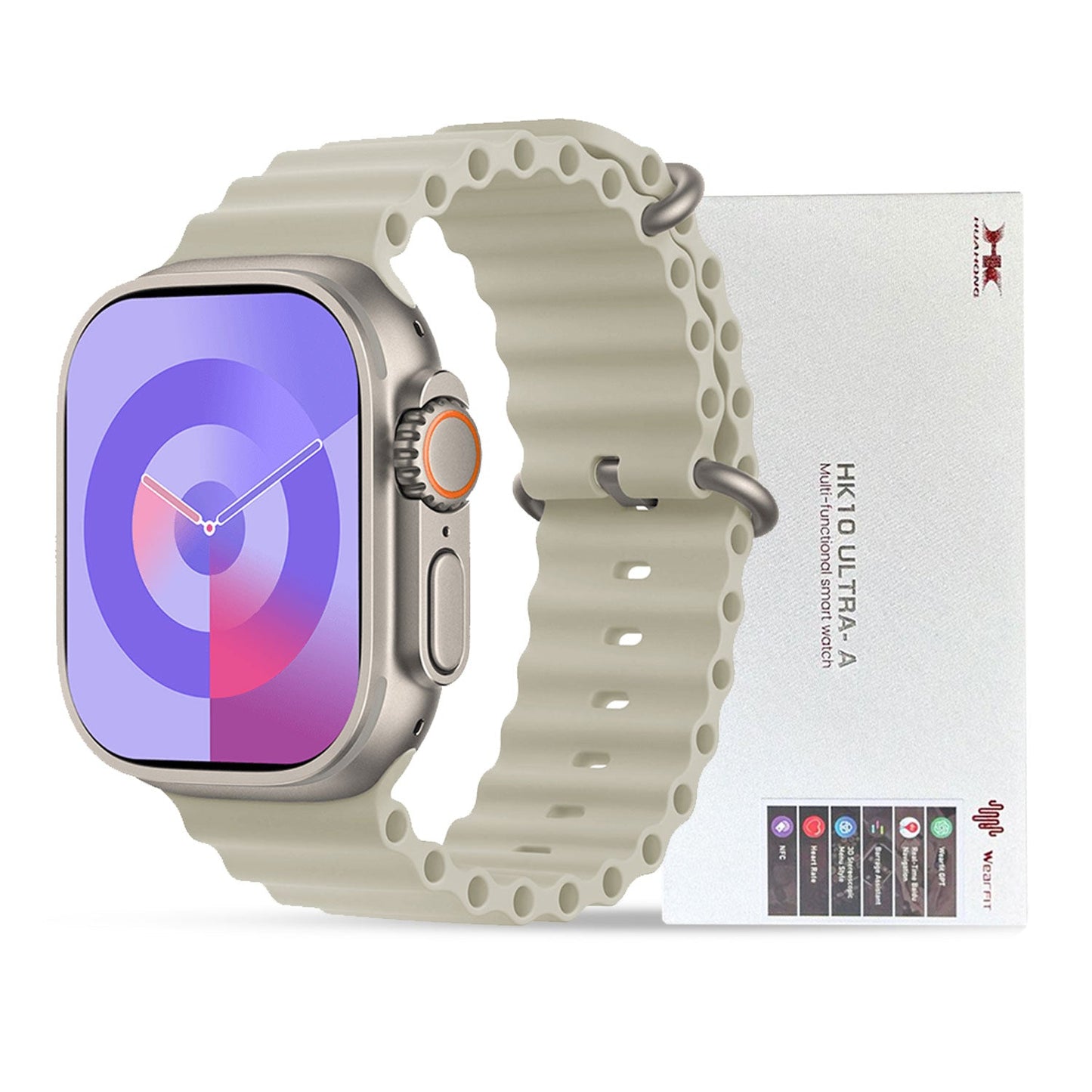 HK10 ULTRA-A SMARTWATCH 2.02 INCHES LARGE SCREEN WITH WEARFIT PRO APP 2 STRAPS SILVER.