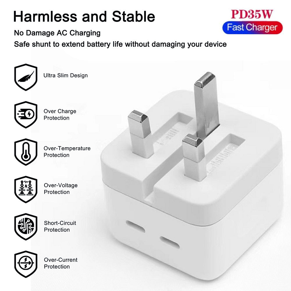 IPHONE 2PD 35W FAST CHARGER UK PIN.