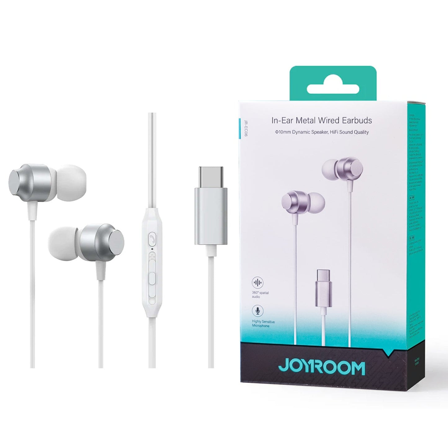 JOYROOM-EC06 TYPE-C Series In-Ear Metal Wired Earbuds Black.