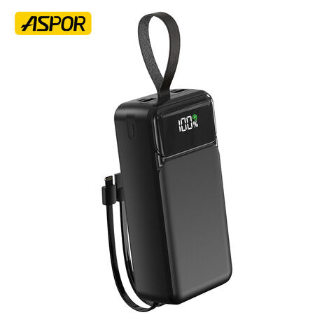 ASPOR A317 30000mAh 22.5W High-Speed Power Bank with Built-in Cable.