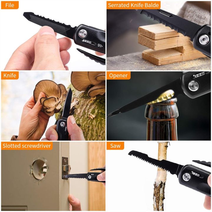 Morpilot Multitool Hammer All in One Tool for Camping Hiking Hunting Survival EDC with Screwdriver Plier Knife Bottle Opener Safety Lock Belt Pouch