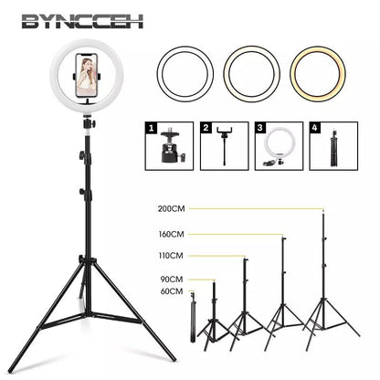 Adjustable Tripod Stand 26cm Ring Light with 2.1M Adjustable Tripod Stand