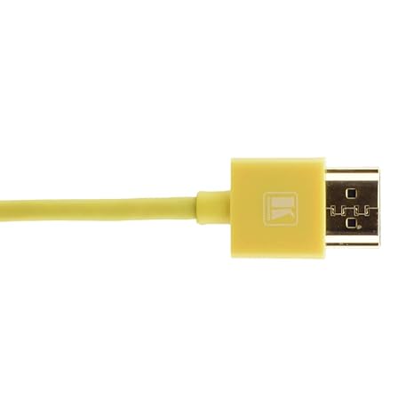 Ultra–Slim Flexible High–Speed HDMI Cable with Ethernet,Supports Ultra–HD 4K,3D,Dolby TrueHD, DTS–HD with 24K Gold–Plated connectors-3 feet -Yellow