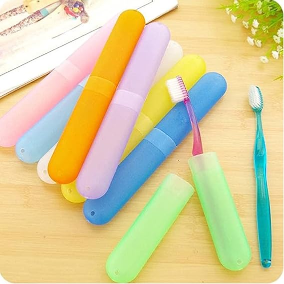 Random Color Toothbrush Case Holder, Portable Plastic Toothbrush Case Convenient Toothbrush Protector Cover Tube Shaped Holder, Toothbrush Protector Cover