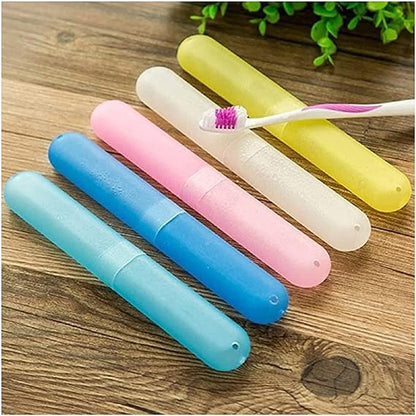 Random Color Toothbrush Case Holder, Portable Plastic Toothbrush Case Convenient Toothbrush Protector Cover Tube Shaped Holder, Toothbrush Protector Cover